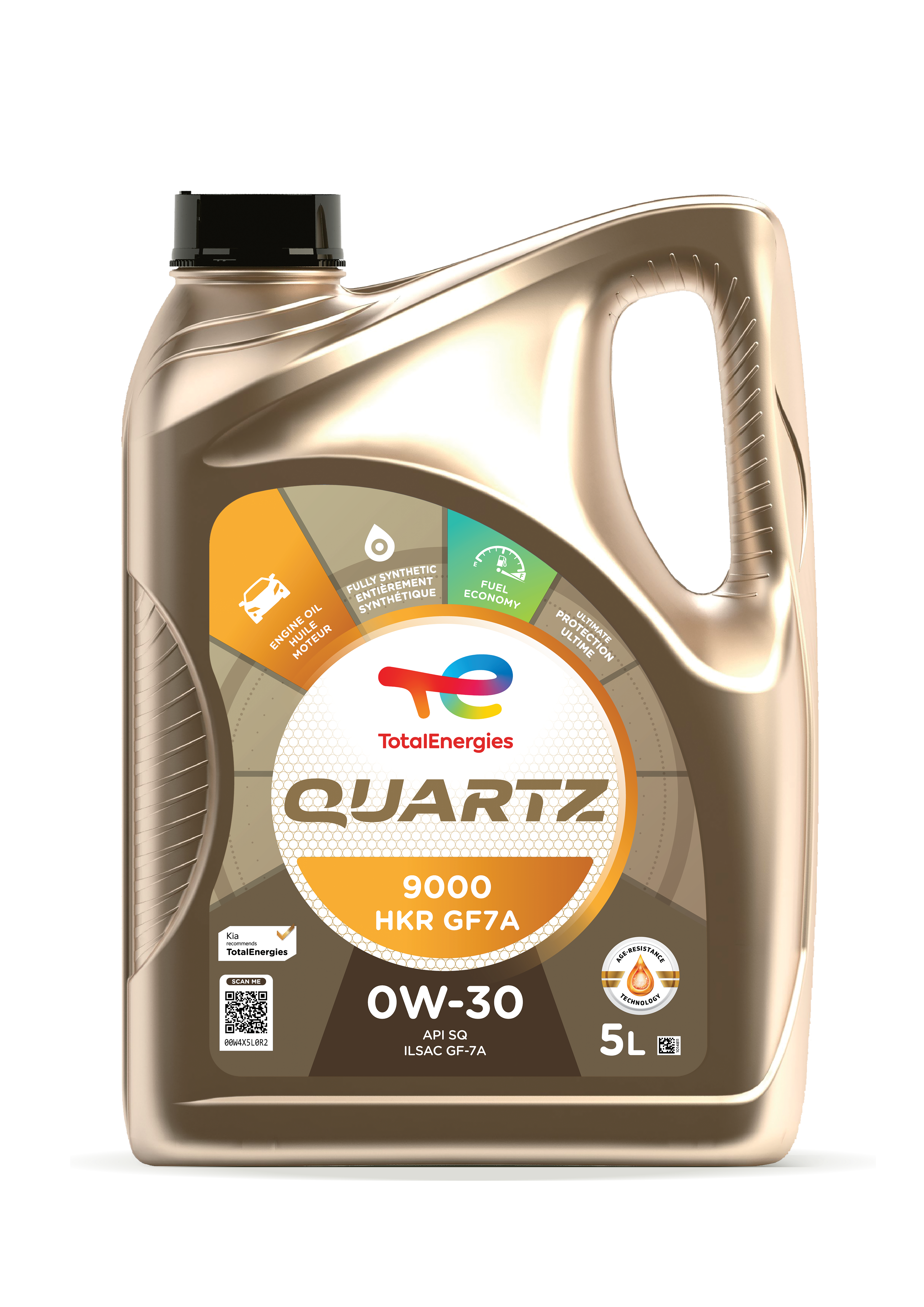Huile moteur entièrement synthétique QUARTZ 9000 HKR GF7A 0W-30, 5 L